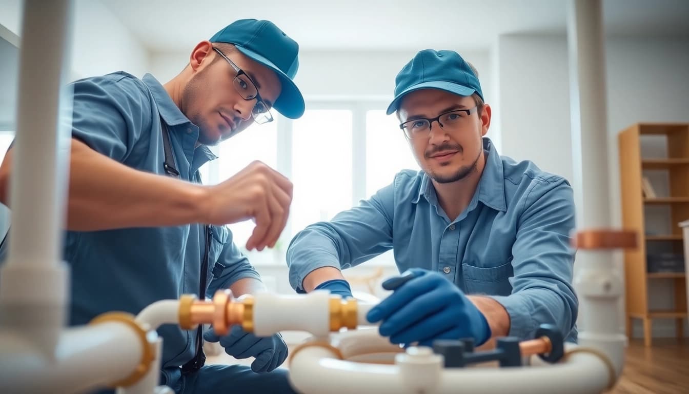 Efficient whole house repiping services Tampa showcased by professional plumbers at work.