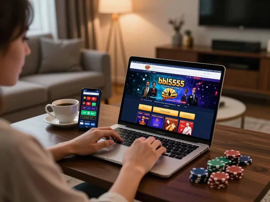 Engage with the bbl5555 online casino gaming interface from a cozy home setting showcasing a relaxed atmosphere.