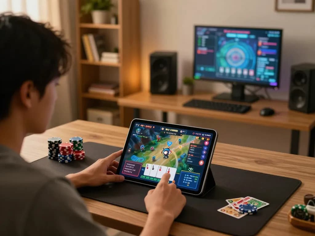 Engaging gameplay in the game bai doi thuong displayed on a tablet, showcasing strategy and excitement