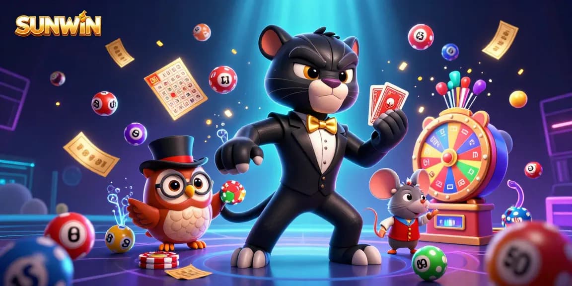 SUNWIN card dealer animated in a 3D casino, showcasing vibrant games and dynamic elements for engaging gameplay