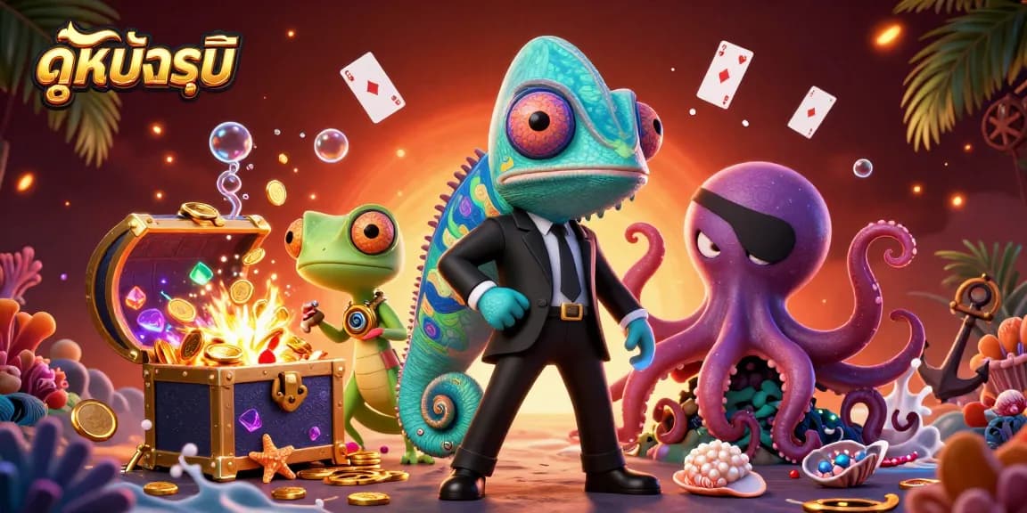 Engage in ดูหนังออนไลน์ with colorful animated casino elements and vibrant underwater treasures.