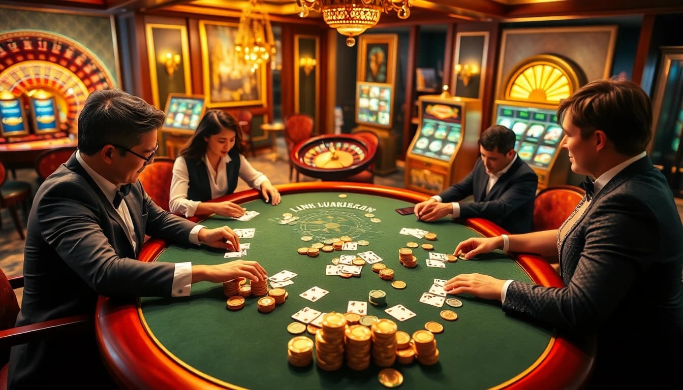 A thrilling online gaming moment at alo 789 featuring luxurious poker and roulette.