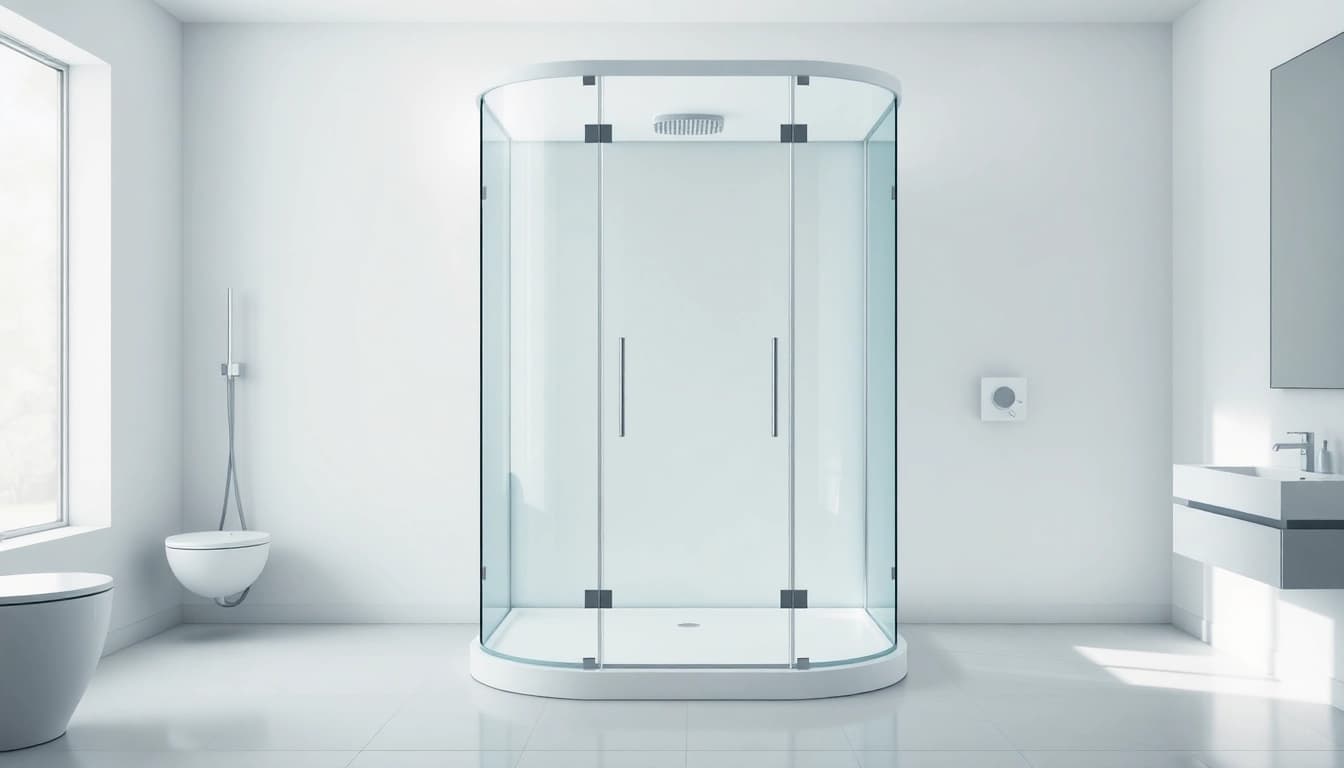 Die sonni Duschkabine 90x90 in einem modernen Badezimmer mit luxuriösen Details und sanfter Beleuchtung.