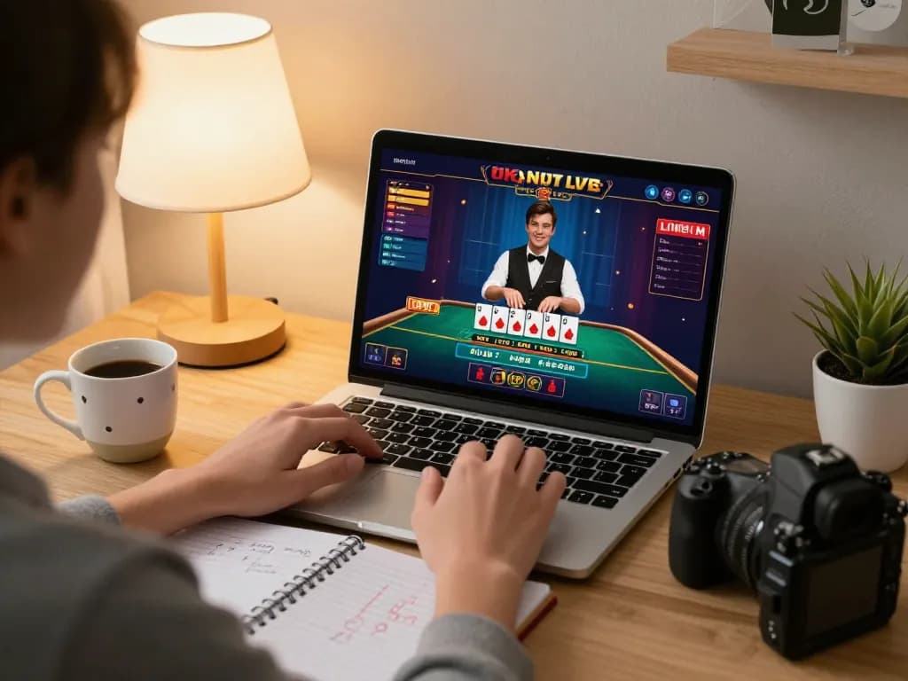 cloud-africa player engaged in live casino gameplay at home, showcasing responsible online gambling