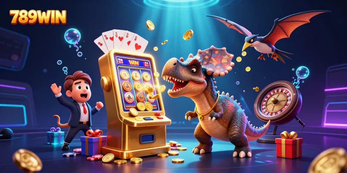 Catch golden coins with 789WIN's exciting 3D casino scene featuring a jackpot payout!