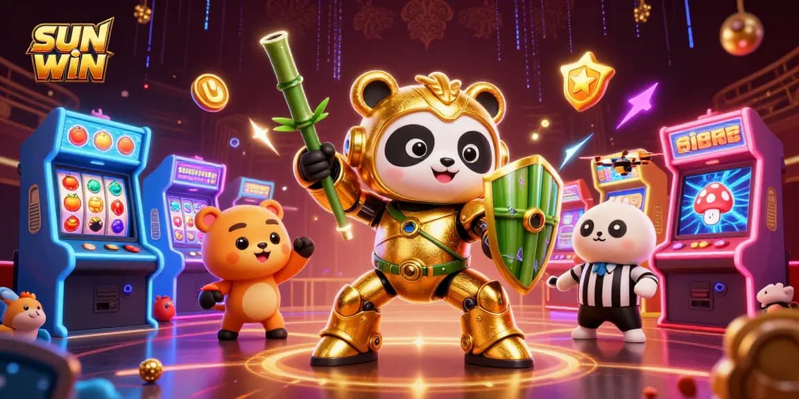 Experience thrilling gameplay at sun win with exciting 3D arcade game machines and vibrant casino elements.
