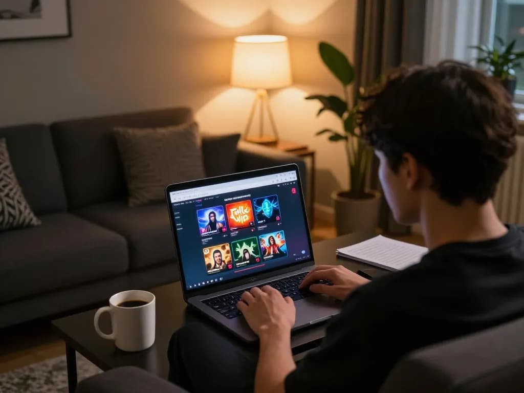 Engaging with rik vip casino games on a cozy home setup, highlighting strategic gameplay