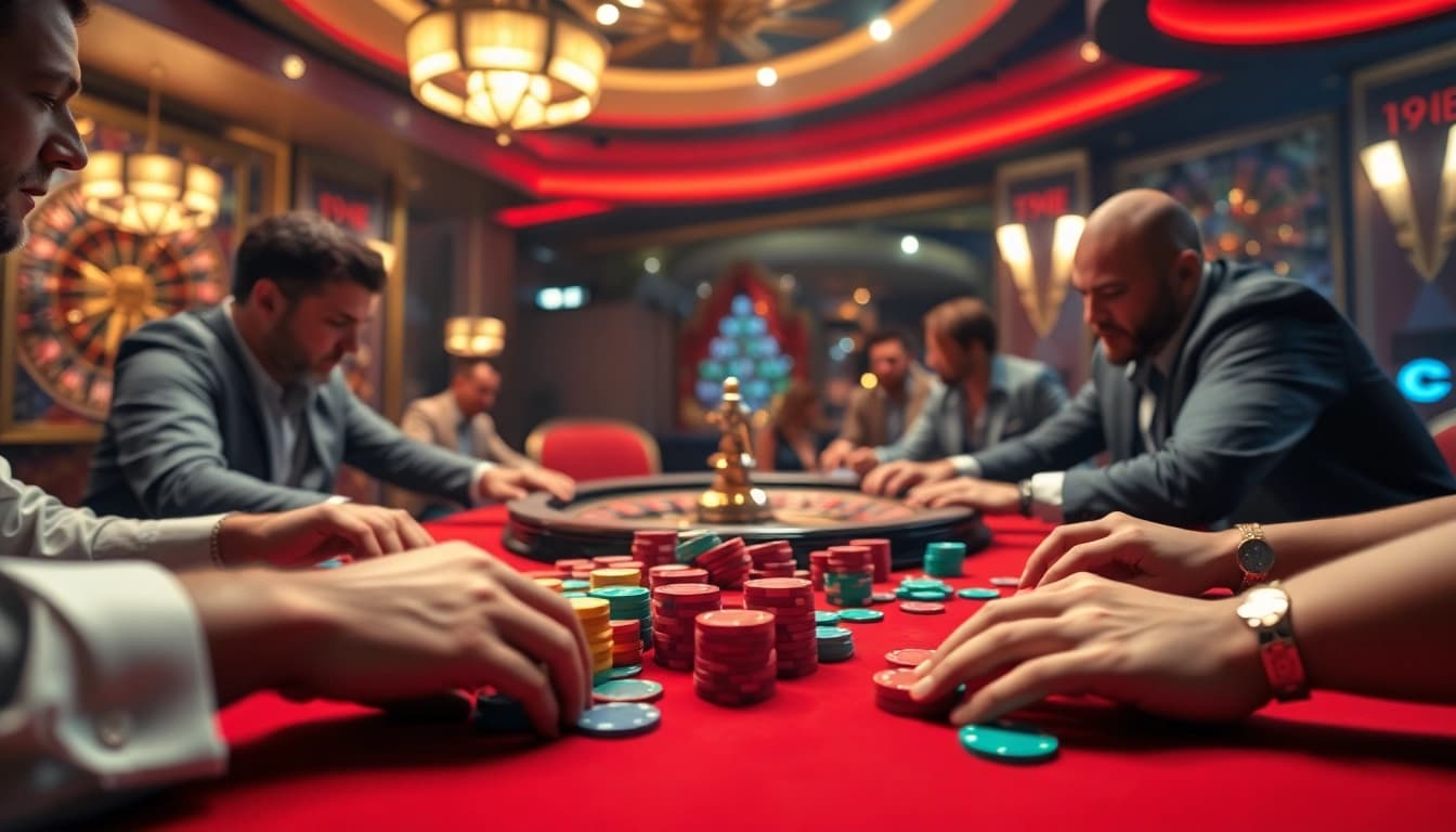 Engaging poker game scene featuring luongsontv branding, highlighting strategic betting action.