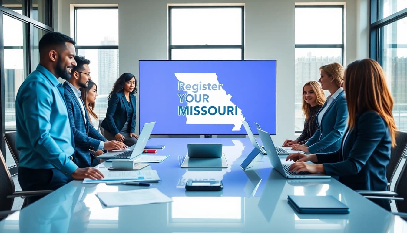 Register Missouri LLC process in a professional office with businesspeople collaborating.