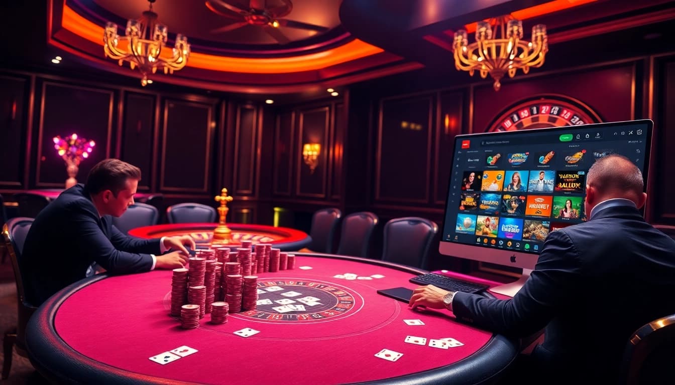 Experience the thrill of gambling at 68VIP's luxurious poker table and roulette wheel.