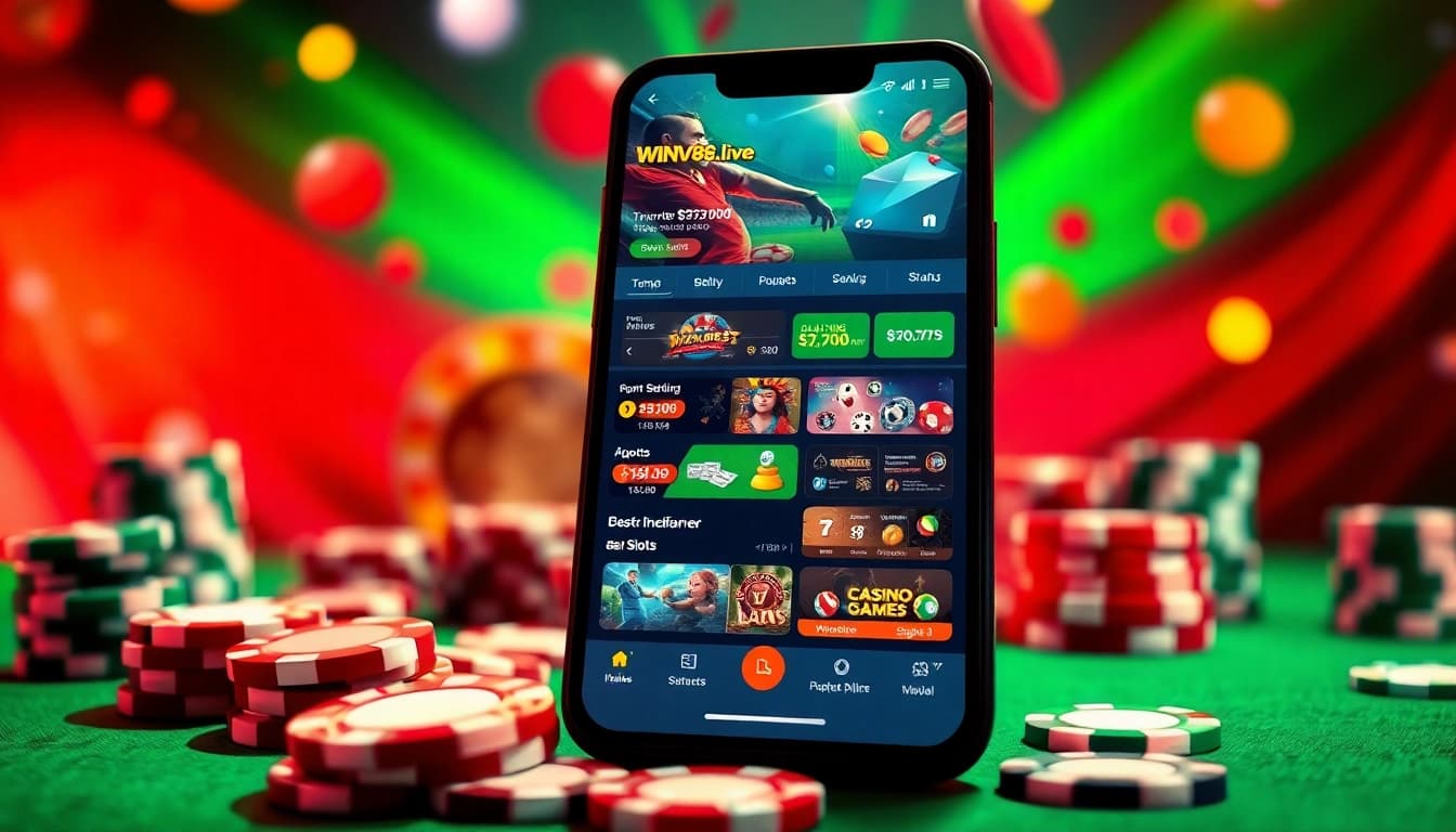 Experience the excitement of online betting with WINVN88.live's dynamic interface showcasing casino games and sports betting.