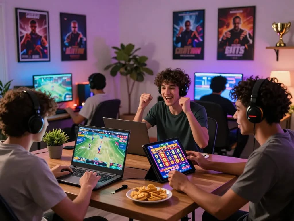 Diverse players enjoying pg88 online gaming with vibrant atmosphere and modern setup