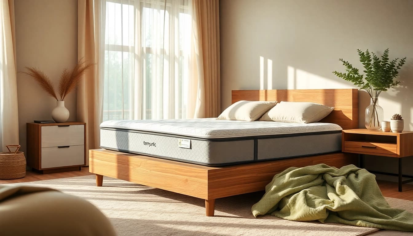 Experience ultimate comfort with a tempurpedic mattress in a stylish bedroom setting.