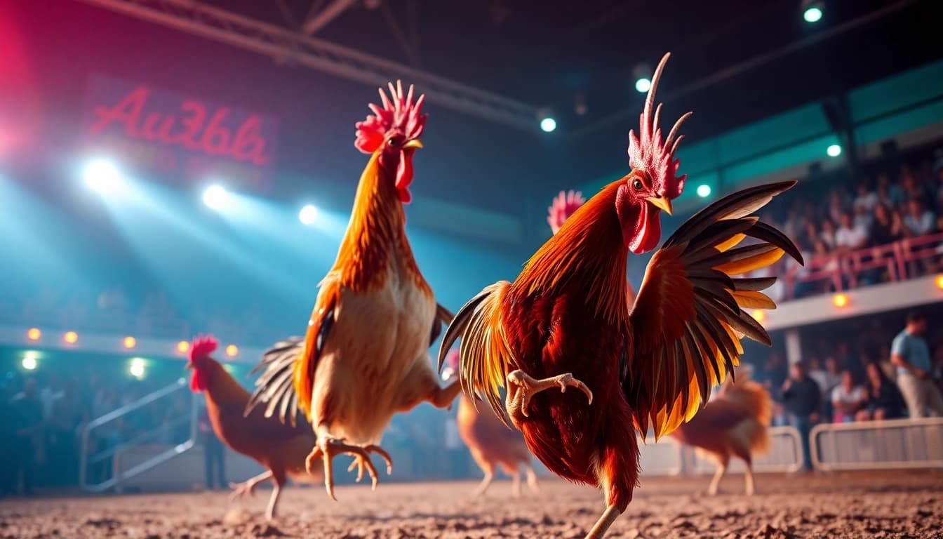 Engaging SV368 live cockfighting event highlighting vibrant roosters in action