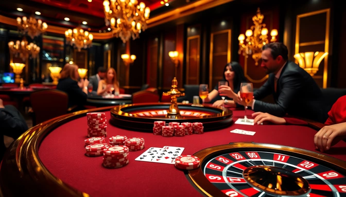 Experience thrilling action with 68VIP casino games featuring vibrant poker chips and engaging players.