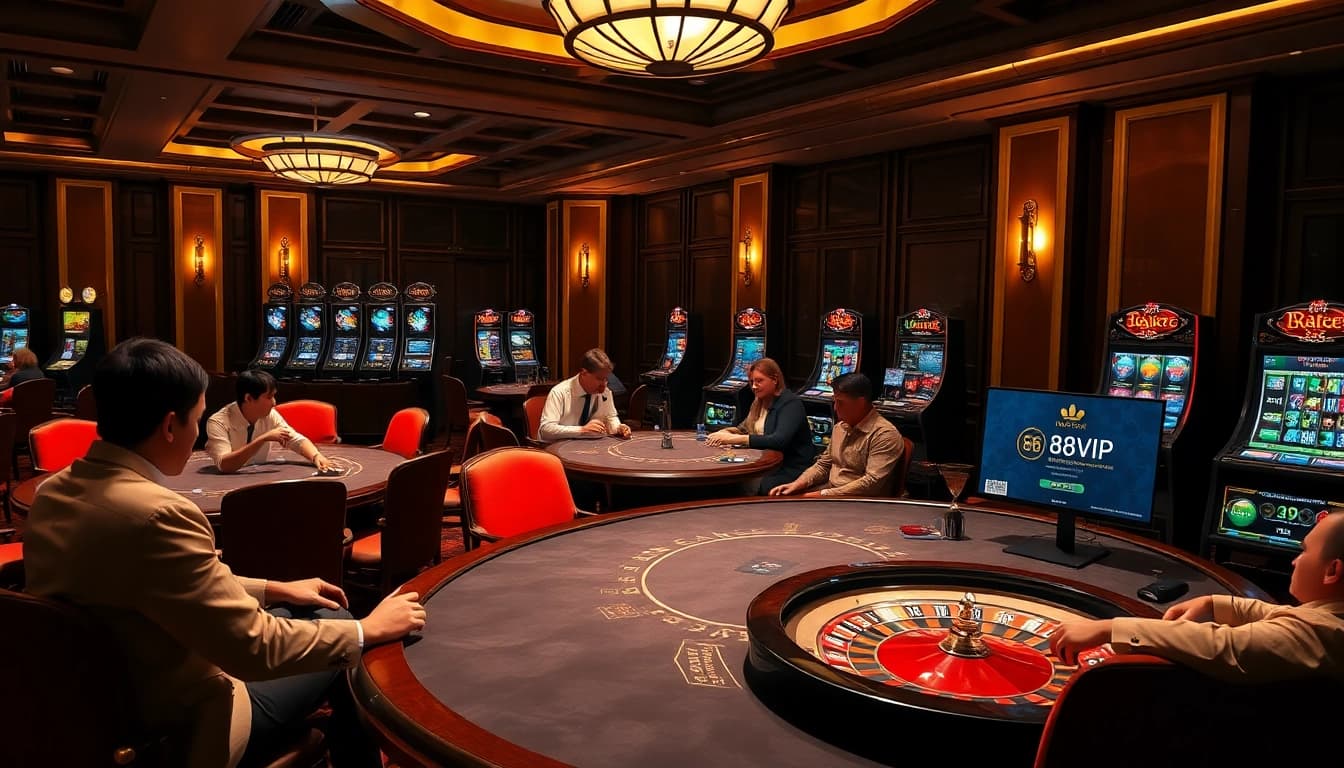Engage in thrilling games at 68VIP with vibrant slot machines and elegant table layouts.
