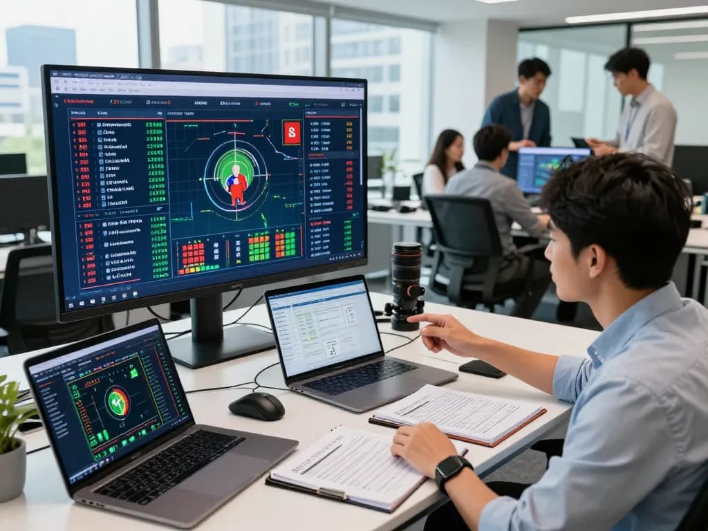 Reviewing tỷ lệ kèo trực tuyến for effective betting strategies in a modern office setting.