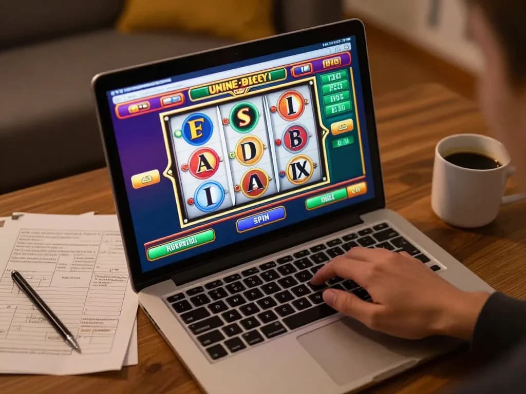 Engaging online gaming experience on 13win, showcasing a player spinning the reels on a vibrant slot machine.