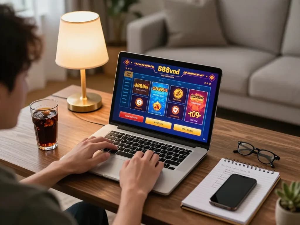 Play exciting games on 888vnd casino platform in a cozy home setting with engaging atmosphere.