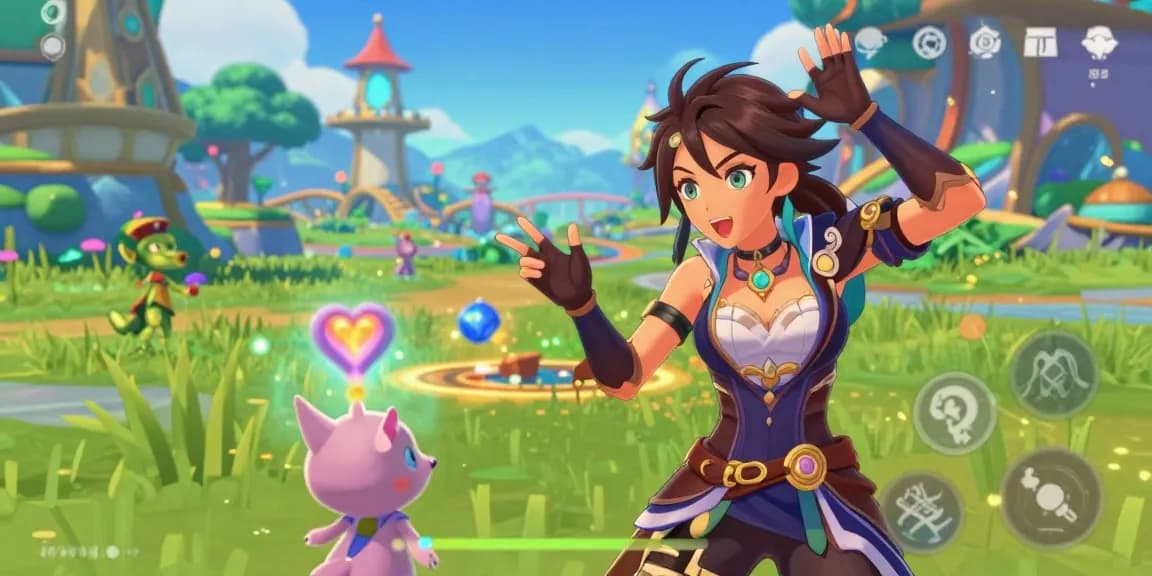 Engaging scene of a character in an interactive hentai game with vibrant fantasy settings.
