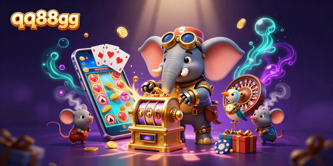 Experience thrilling slot action with qq88gg in this vibrant, dynamic 3D casino scene.