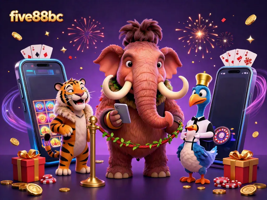 Experience the excitement of five88bc with a vibrant casino scene featuring unique characters and game elements.