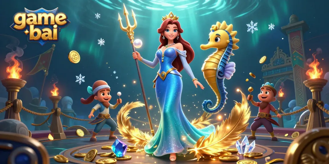 Experience the excitement of game bai with a captivating underwater casino scene featuring treasure and characters.