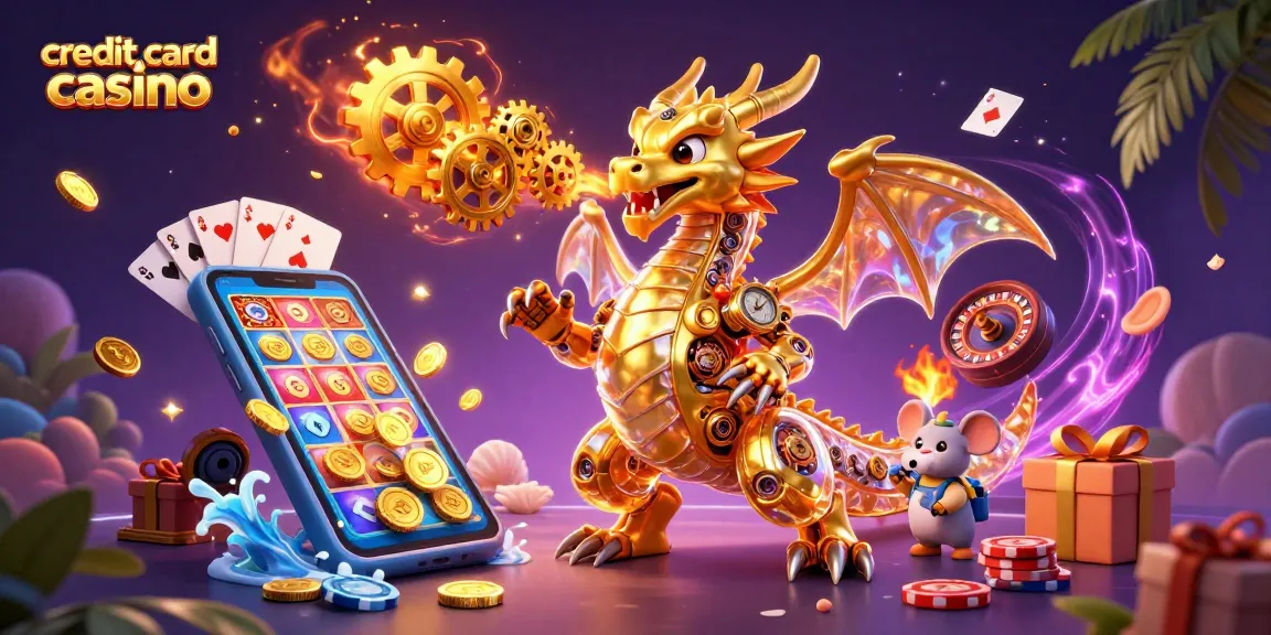 Experience the excitement of credit card casino gaming with a dynamic dragon and engaging game elements.