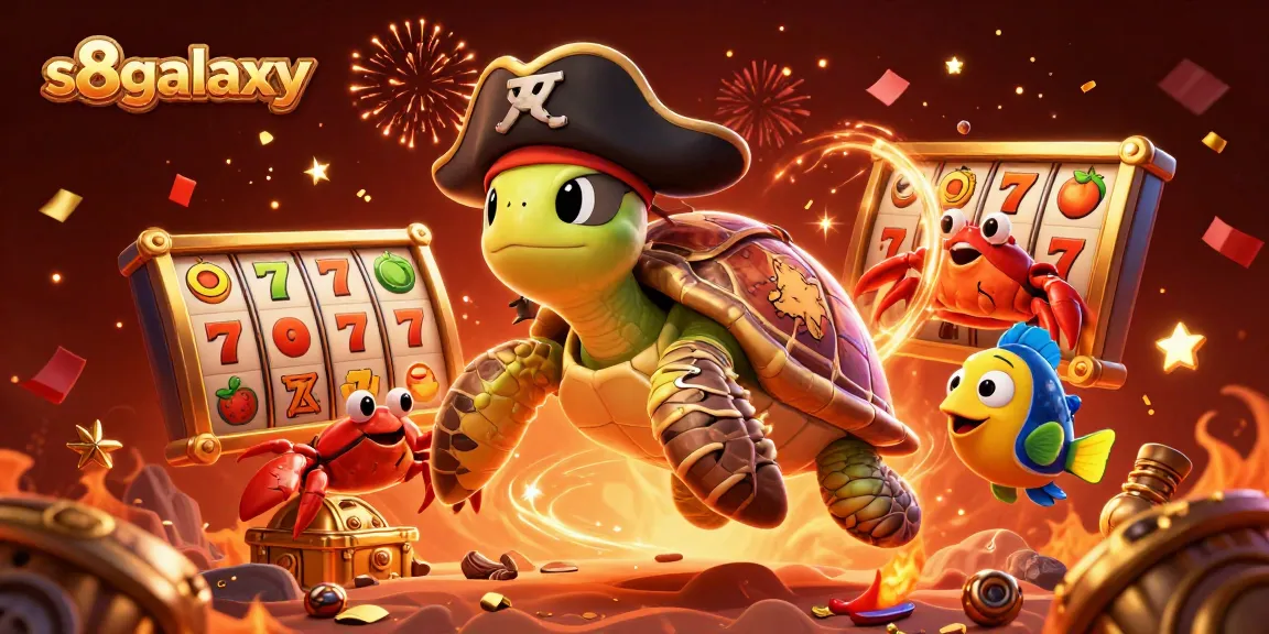 Engage with the exciting world of s8galaxy through vibrant 3D casino characters surrounded by spinning slot reels and dynamic treasure.