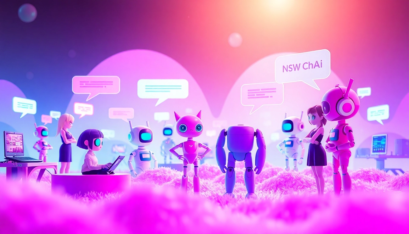 Engaging visual of NSFW chat AI platforms featuring colorful avatars and interactive elements in a vibrant digital landscape.