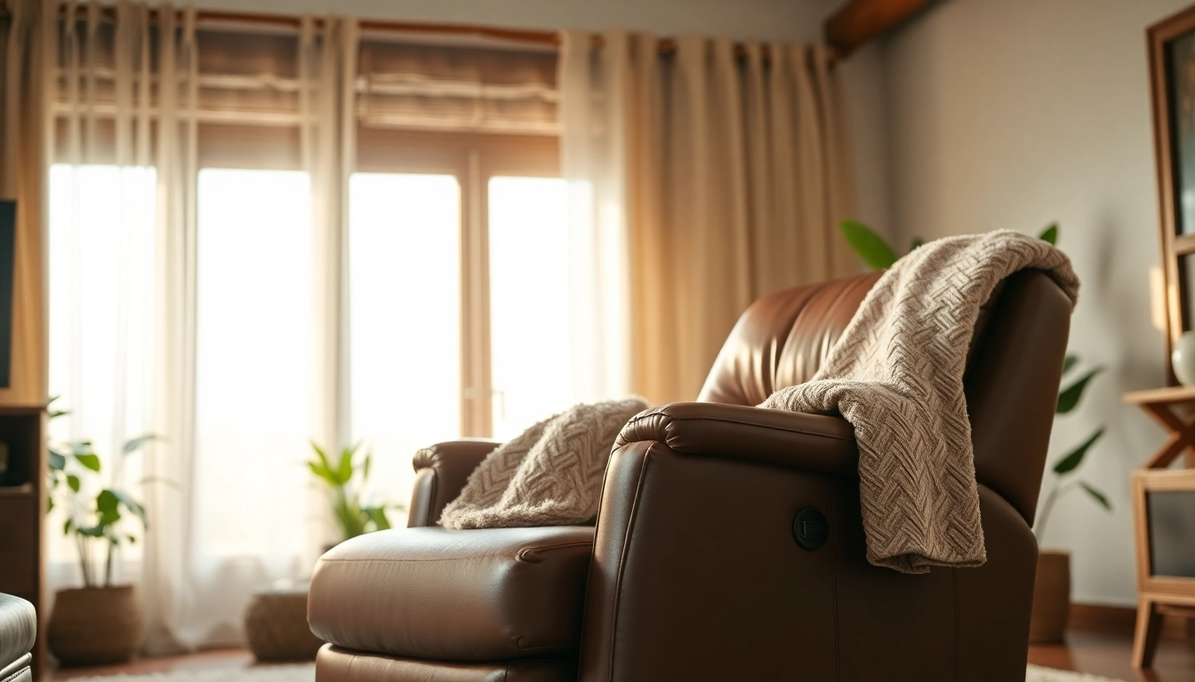 Enjoying comfort and style with a leather lift chair in a cozy living room setting.