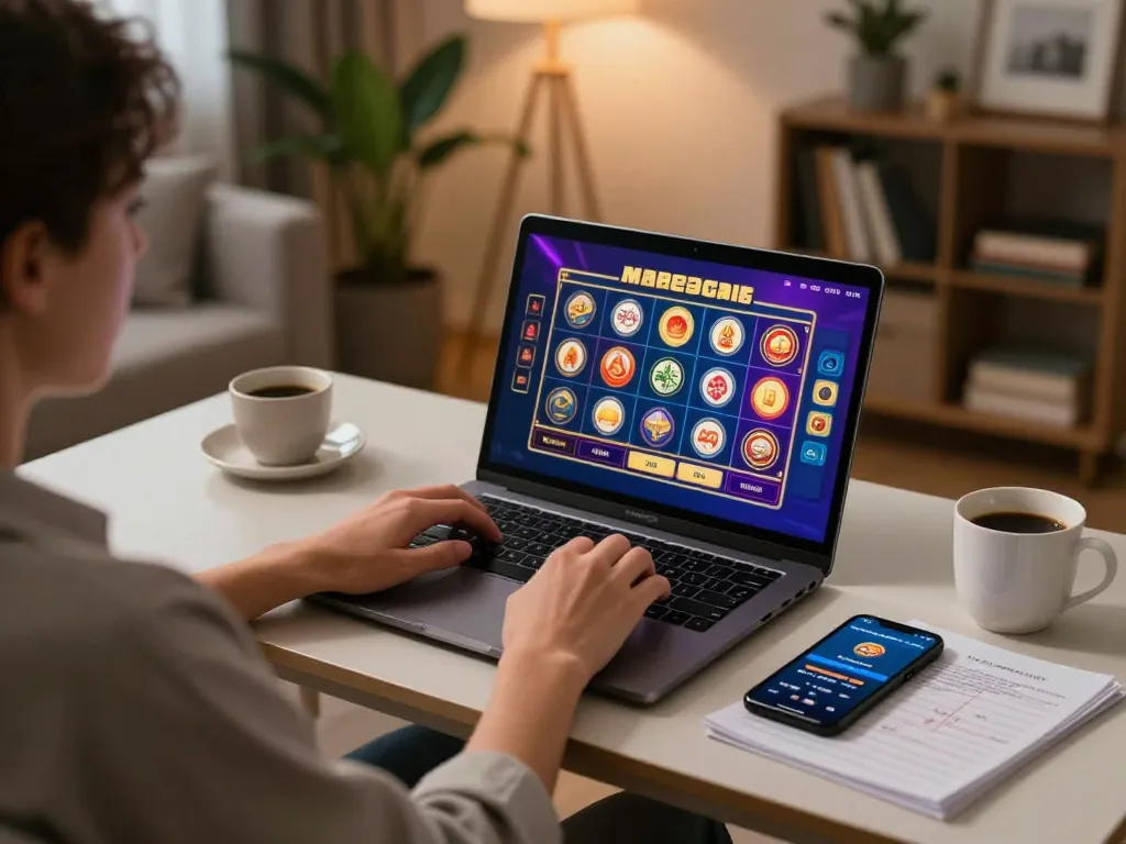 Engaging in online casino gameplay at home with SC88 gaming interface and betting strategy notes.