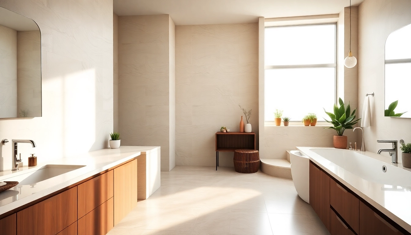 Transform your space with bathroom renovations Manchester, featuring a luxurious tub and modern fixtures.