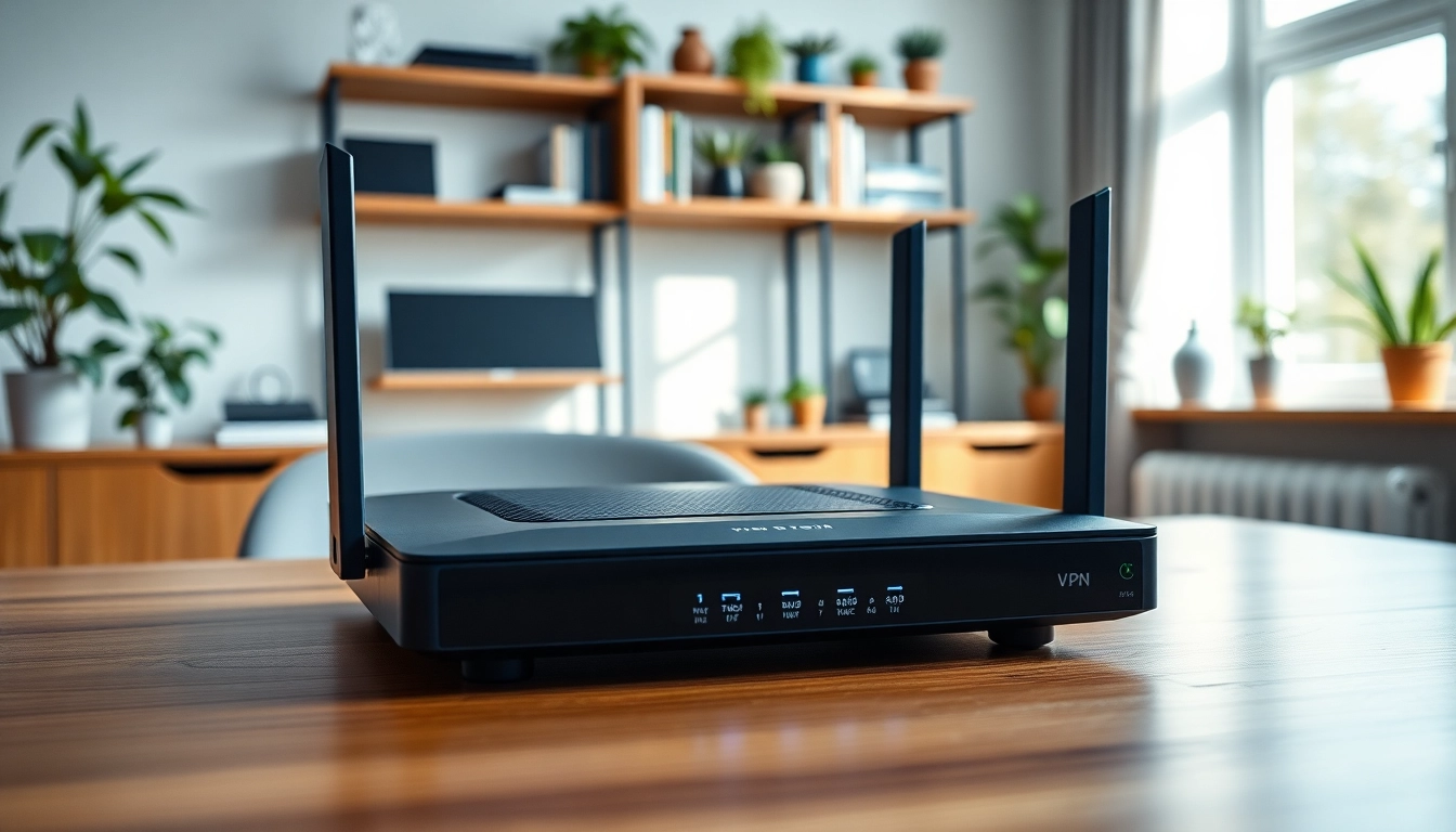 Optimize your network with a vpn router uk showcased in a bright, modern office.