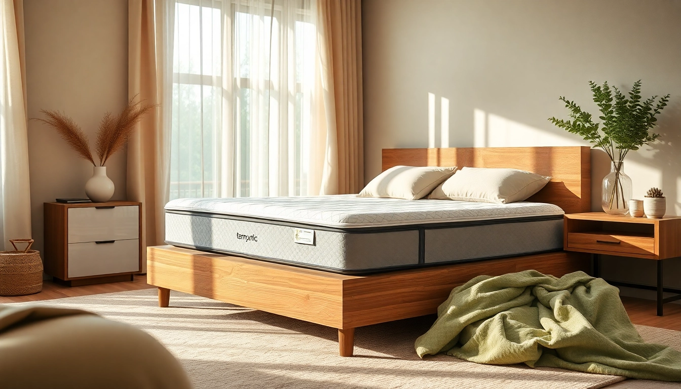 Experience ultimate comfort with a tempurpedic mattress in a stylish bedroom setting.
