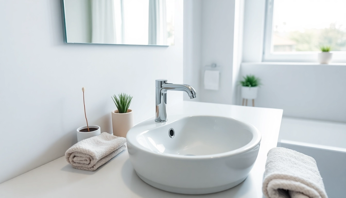 Installationen von sonni sanitär im modernen Badezimmer mit eleganten Armaturen.