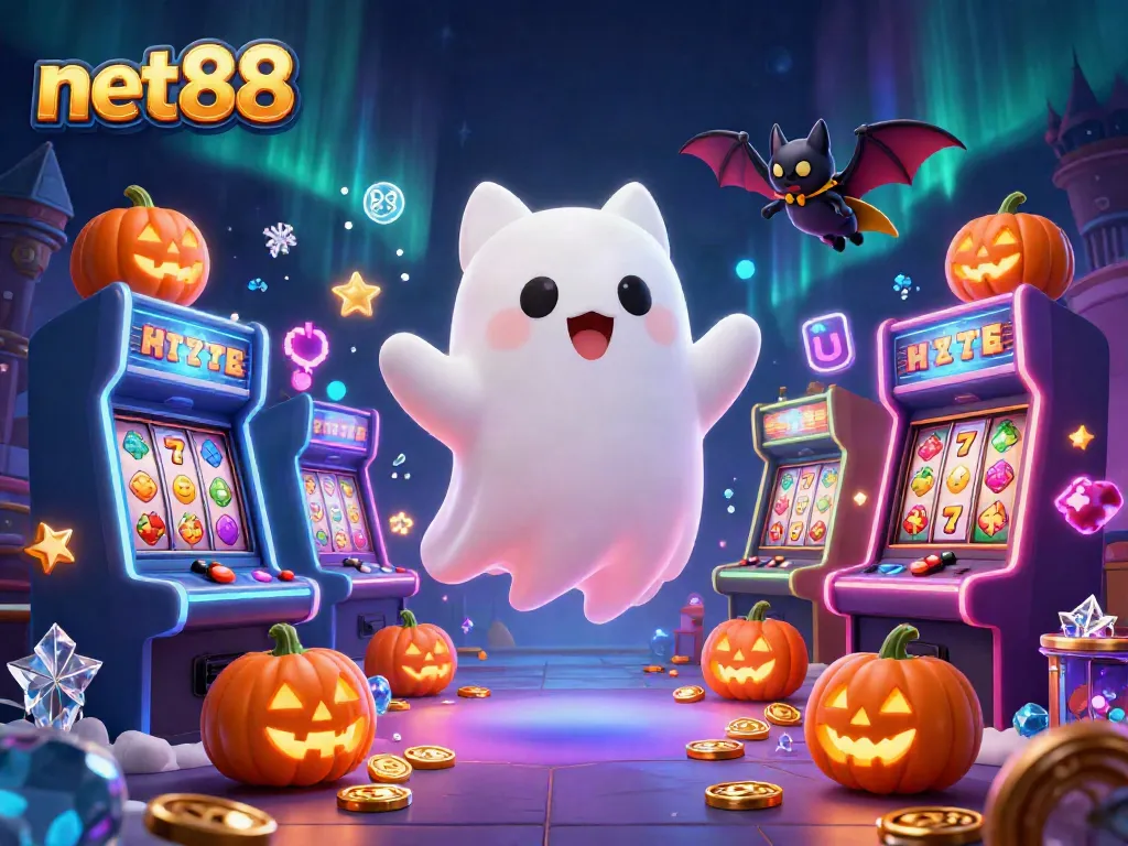 Engage with net88's thrilling slots, featuring vibrant character and casino elements.
