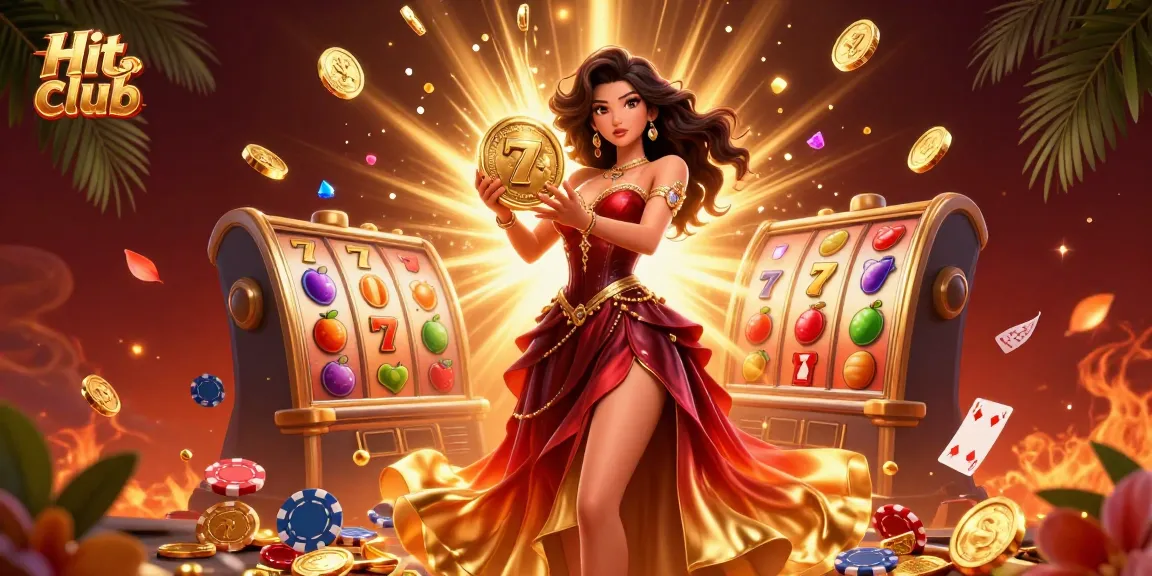 Experience fun wins at Hit club with casino-themed treasures and vibrant gold elements
