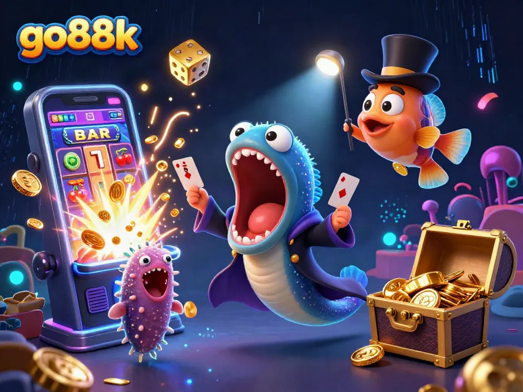 Experience thrilling gameplay with go88k's dynamic casino animation featuring deep-sea characters in action.