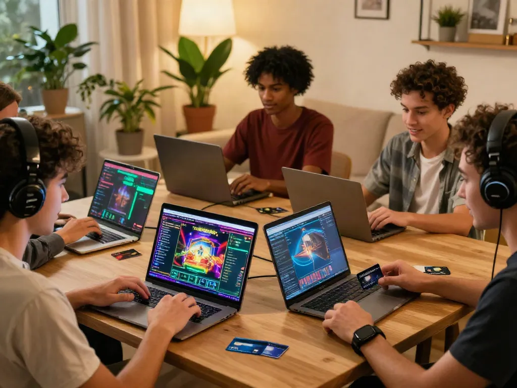 Players enjoying their time at casinos that take credit cards in a cozy home gaming environment.