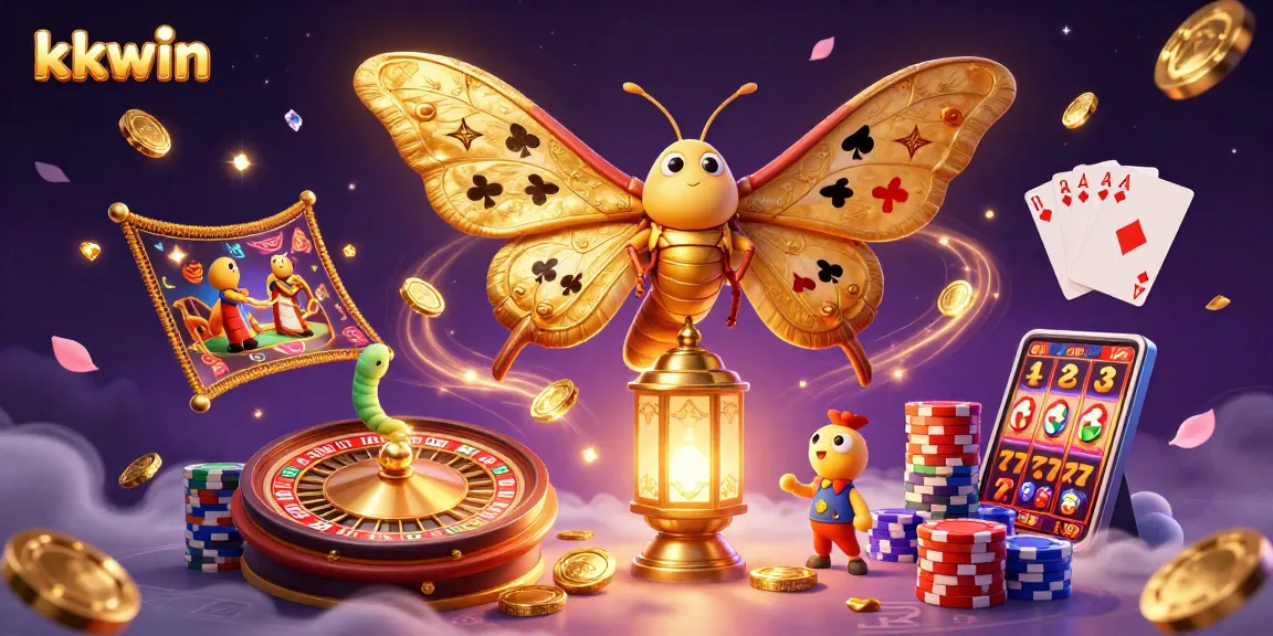 Engage in thrilling games at KKWIN with a vibrant casino scene illustration featuring unique characters.