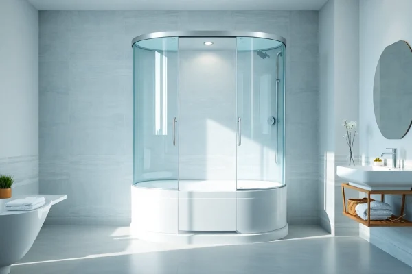 Erleben Sie die duschkabine 100x100 pendeltür in einem stilvollen Badezimmer-Design.