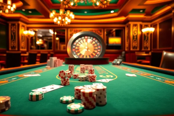 Exciting poker game action at U888 com casino table with chips and cards.