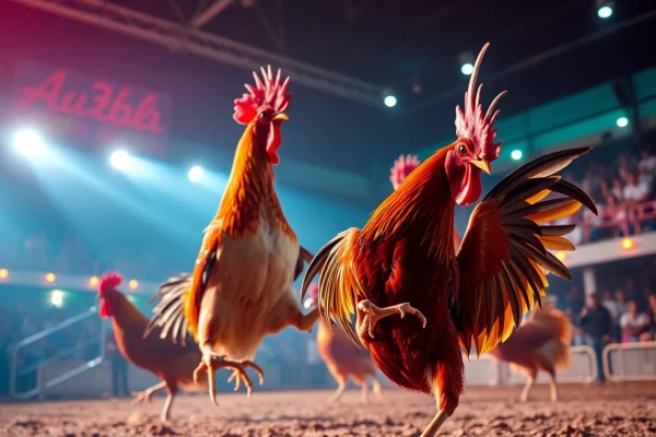 Engaging SV368 live cockfighting event highlighting vibrant roosters in action