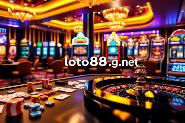 Join thrilling bets at loto188.gb.net with a captivating casino scene full of poker chips and roulette.