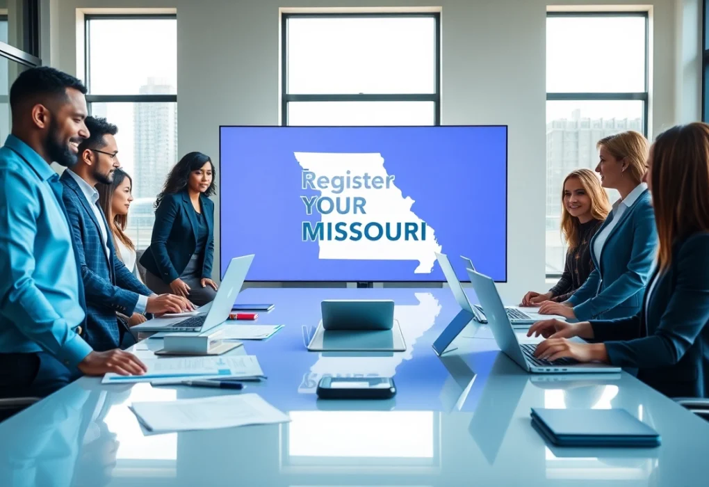 Register Missouri LLC process in a professional office with businesspeople collaborating.