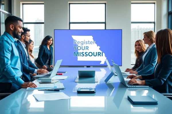 Register Missouri LLC process in a professional office with businesspeople collaborating.