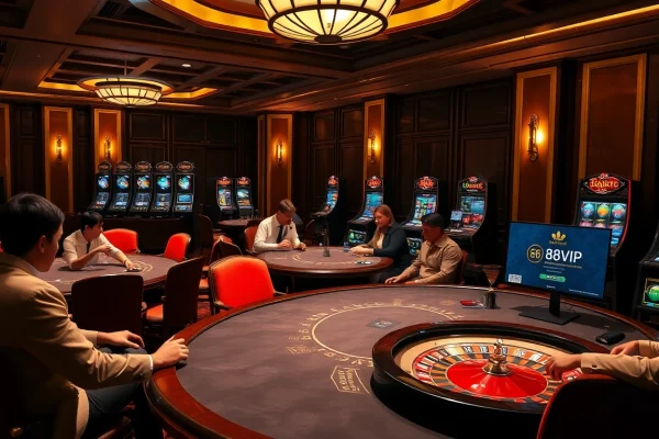 Engage in thrilling games at 68VIP with vibrant slot machines and elegant table layouts.