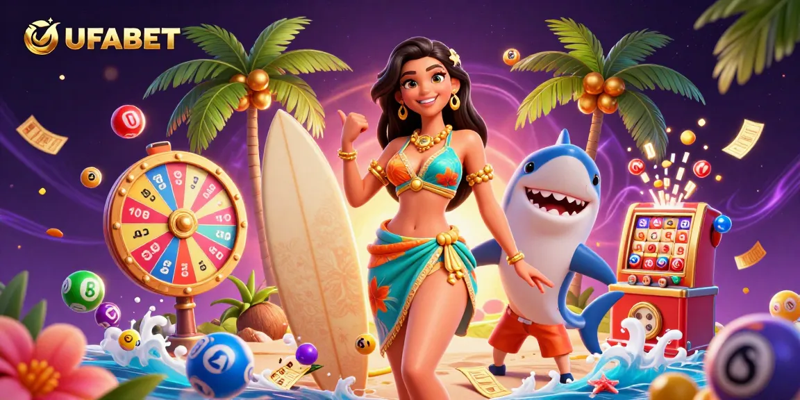 Bet on UFABET with a dynamic scene featuring vibrant lottery elements and engaging characters for an exciting experience.