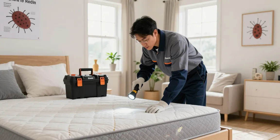 Professional pest control technician inspecting a bedroom for bed bug pest control, ensuring home safety and comfort.